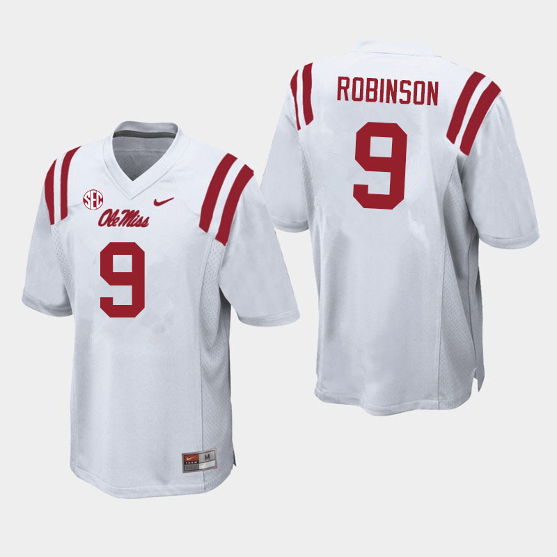 Men #9 Jaylon Robinson Ole Miss Rebels College Football Jerseys Sale-White